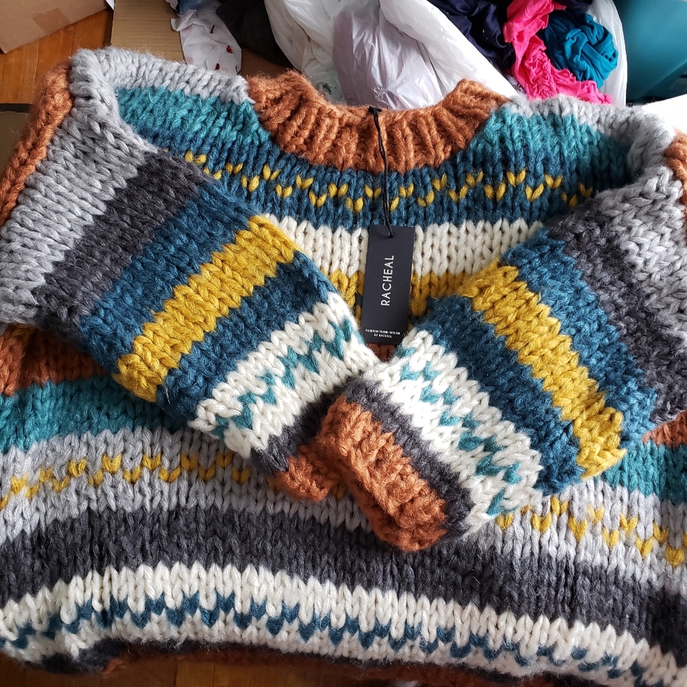 3X 4X plus dolman Chunky oversized striped sweater - Picture 3 of 7